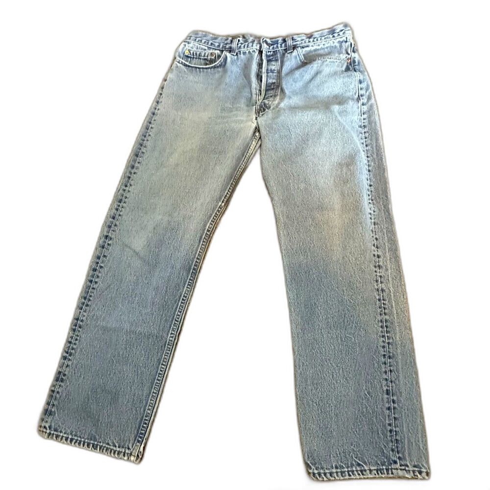 VTG Levis 501 Red Wing 1991 Button Fly DIstressed Jeans Sz 38x34 Retro Made USA